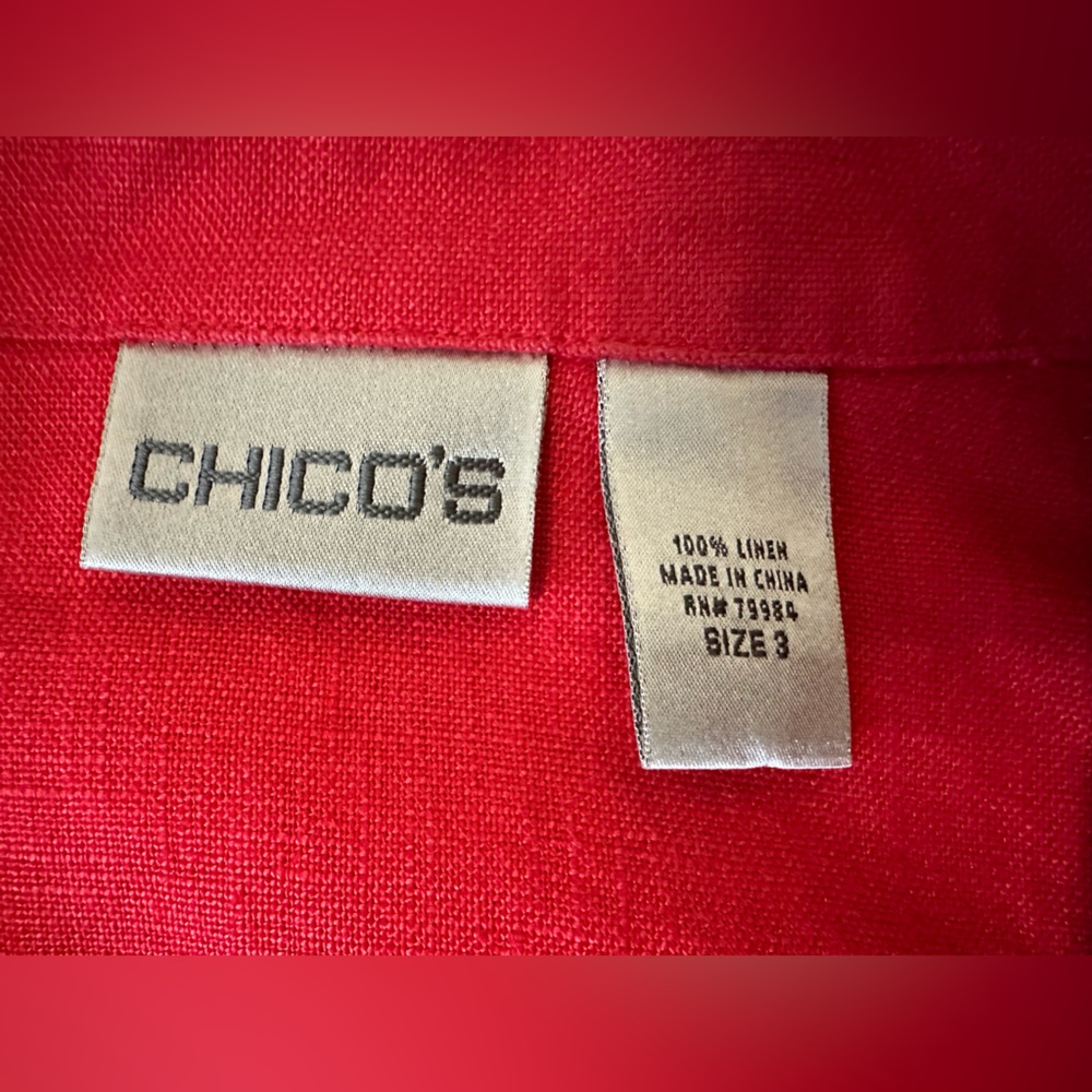 Chico's Red Button-Front Jacket - Picture 4 of 8